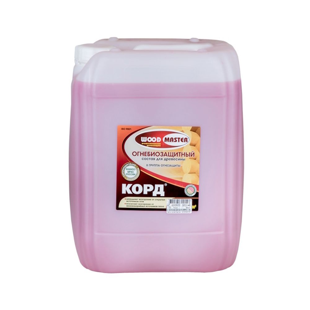 Пропитка по дереву WOODMASTER Корд  огнебиозащита II ст.(розов.индик.)  23кг (Рогнеда)НЕМОРОЗ.от -5С