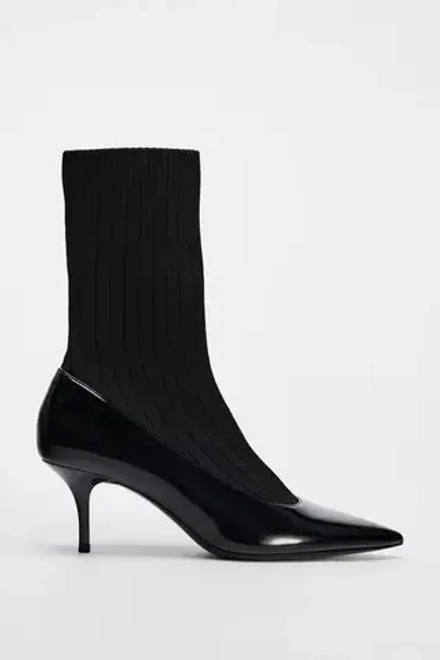 ZARA БОТИЛЬОНЫ НА ВЫСОКОМ КАБЛУКЕ, ЧЕРНЫЙ