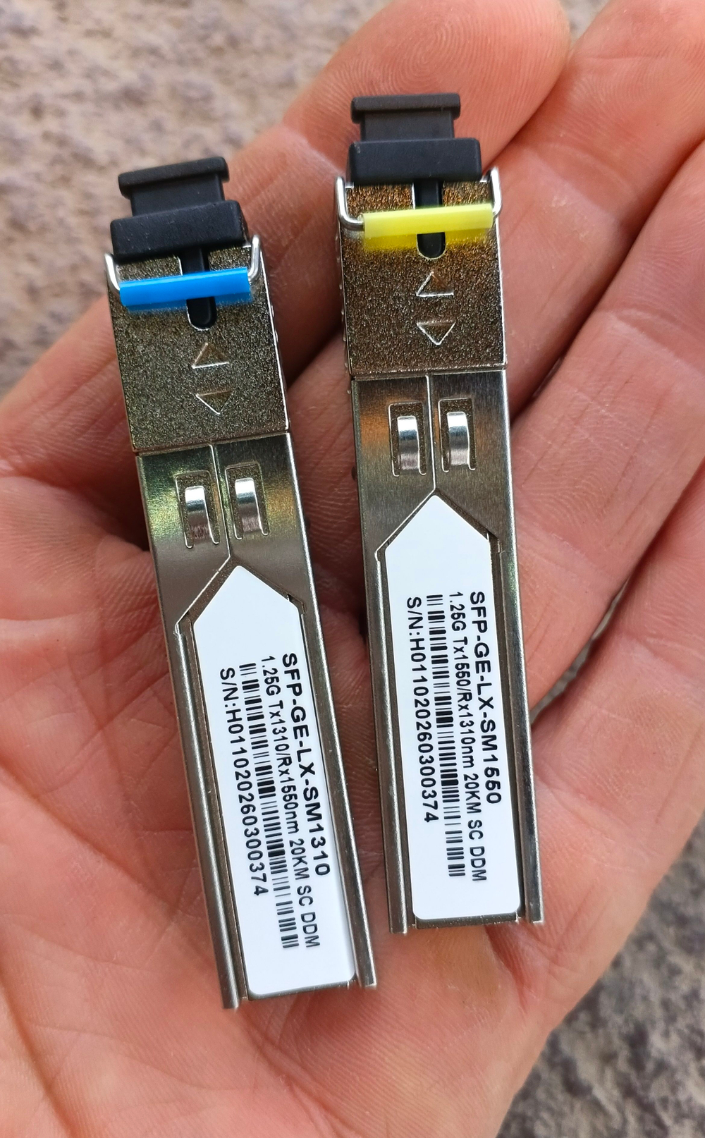 Трансиверы (пара) WDM SFP, одноволоконные, SC, 1,25Gb/s, 1550/1310нм, SM, 3км, DDM