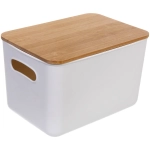 Контейнер для хранения с бамбуковой крышкой «БРАМИНГЕМ», цвет белый, 26*18*16.5см