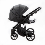 Детская универсальная коляска Adamex MOBI LUX PS-112 (2в1) Графит, Черная экокожа