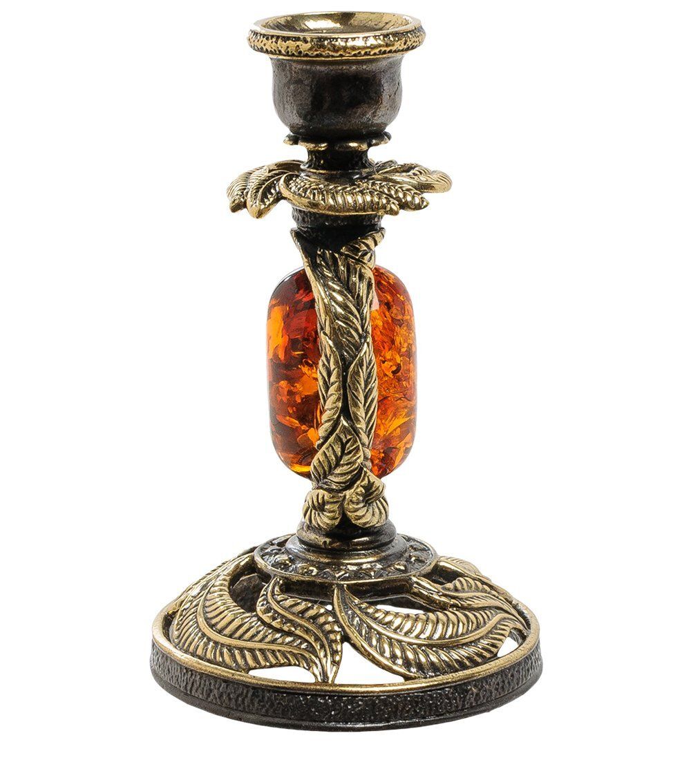 Народные промыслы AM-1879 Подсвечник «Ива» (латунь, янтарь)