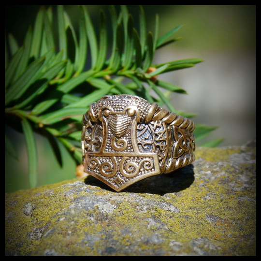 Кольцо "Молот Тора" ювелирная латунь , патина