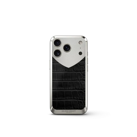 Чехол для iPhone 17 на магните - Натуральная кожа Аллигатора - Чёрный