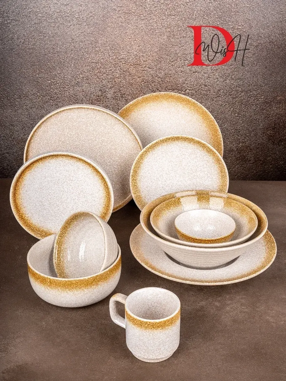 Набор 2 кружки охра золото с белым чашки фарфор 275 мл