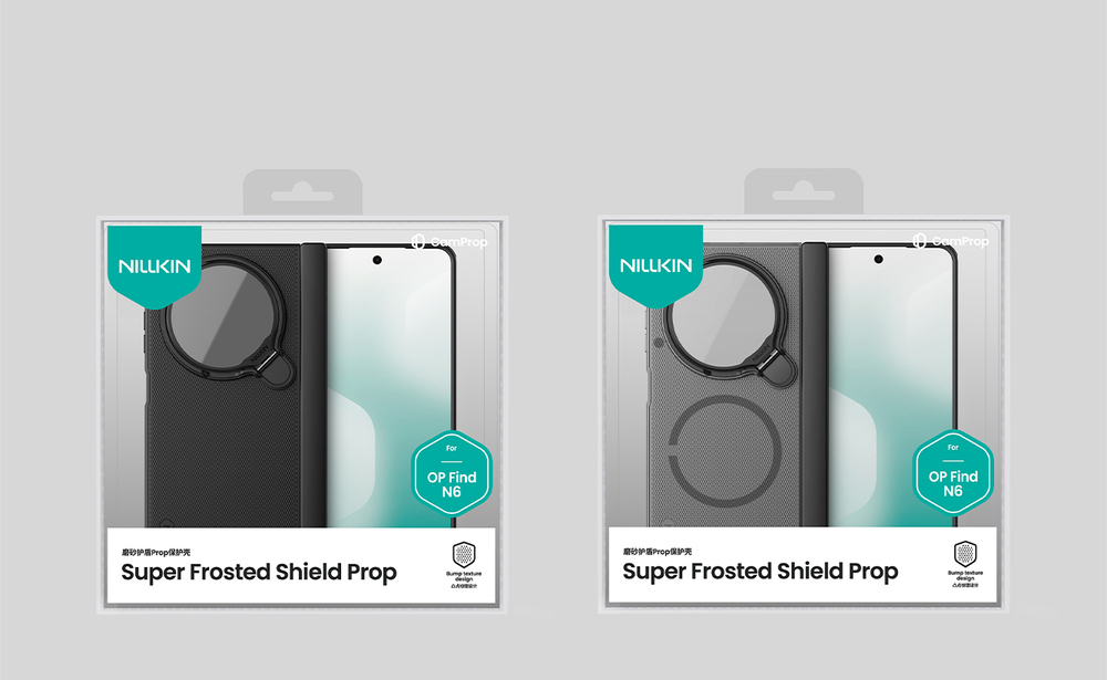 Чехол с защитной откидной крышкой для камеры на OPPO Find N6, серия Super Frosted Shield Prop Magnetic Case (версия с прозрачной крышкой объектива) от Nillkin