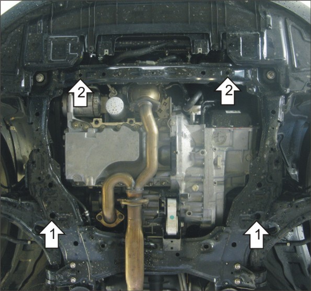 Усиленная защита Motodor картера Двигателя, КПП. 3 мм, Сталь. для Mazda CX-9 2007-2009, Mazda CX-9 2012-2016, Mazda CX-9 2009-2012 арт.11126