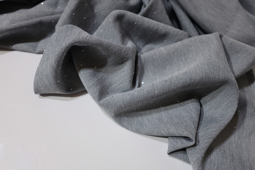 СЕРЫЙ - Костюмный жаккард со стразами (КРВ613 Елена)