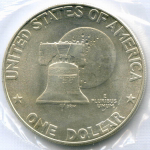 1 доллар 1976 год (S). США. 200-летие Декларации независимости. Серебро, диаметр 38.1 мм. UNC в родной запайке