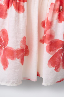 ZARA ПЛАТЬЕ С ЦВЕТОЧНЫМ ПРИНТОМ, КРАСНЫЙ