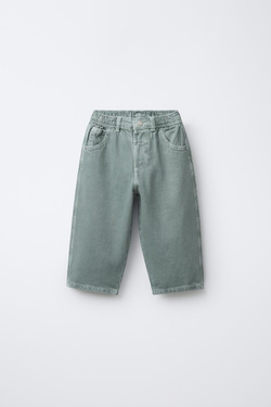 ZARA БРЮКИ BAGGY В ПОЛОСКУ, СВЕТЛО-ЗЕЛЕНЫЙ