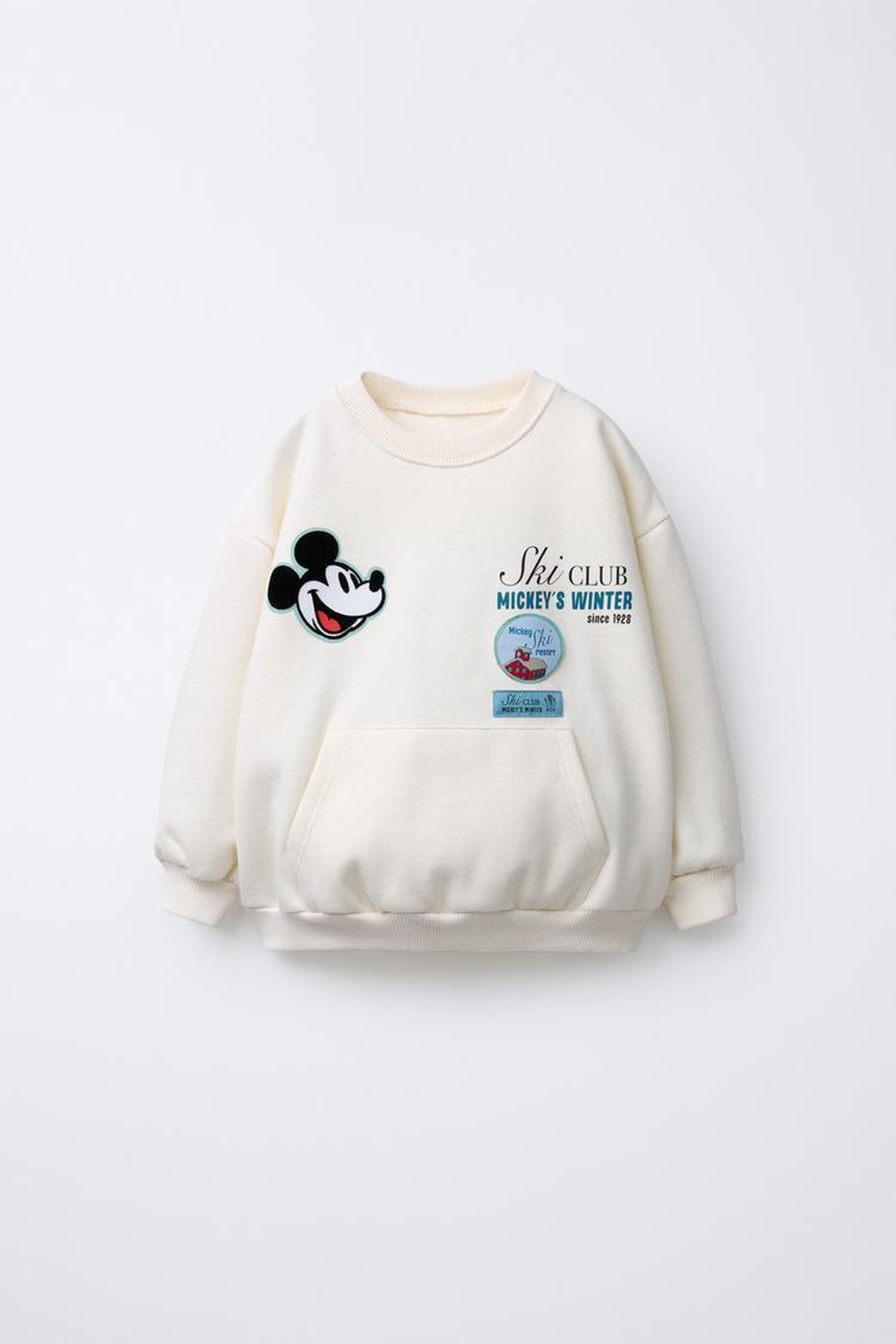 ZARA ТОЛСТОВКА С КАРМАНОМ MICKEY MOUSE © DISNEY, ЭКРЮ
