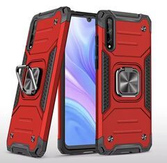 Противоударный чехол для Xiaomi Redmi K40 / Redmi K40 Pro + / Poco F3 красный с пластиной для магнитного автодержателя и кольцом подставкой
