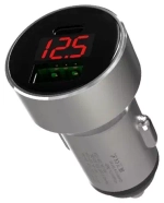 АЗУ 30W 1USB-A QC/1USB-C 6A LED Maxvi  metallic silver