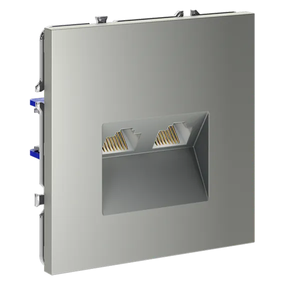Розетка компьютерная встраиваемая VOLTUM S70 двойная RJ45+RJ45 кат.6, (сталь) vls060205