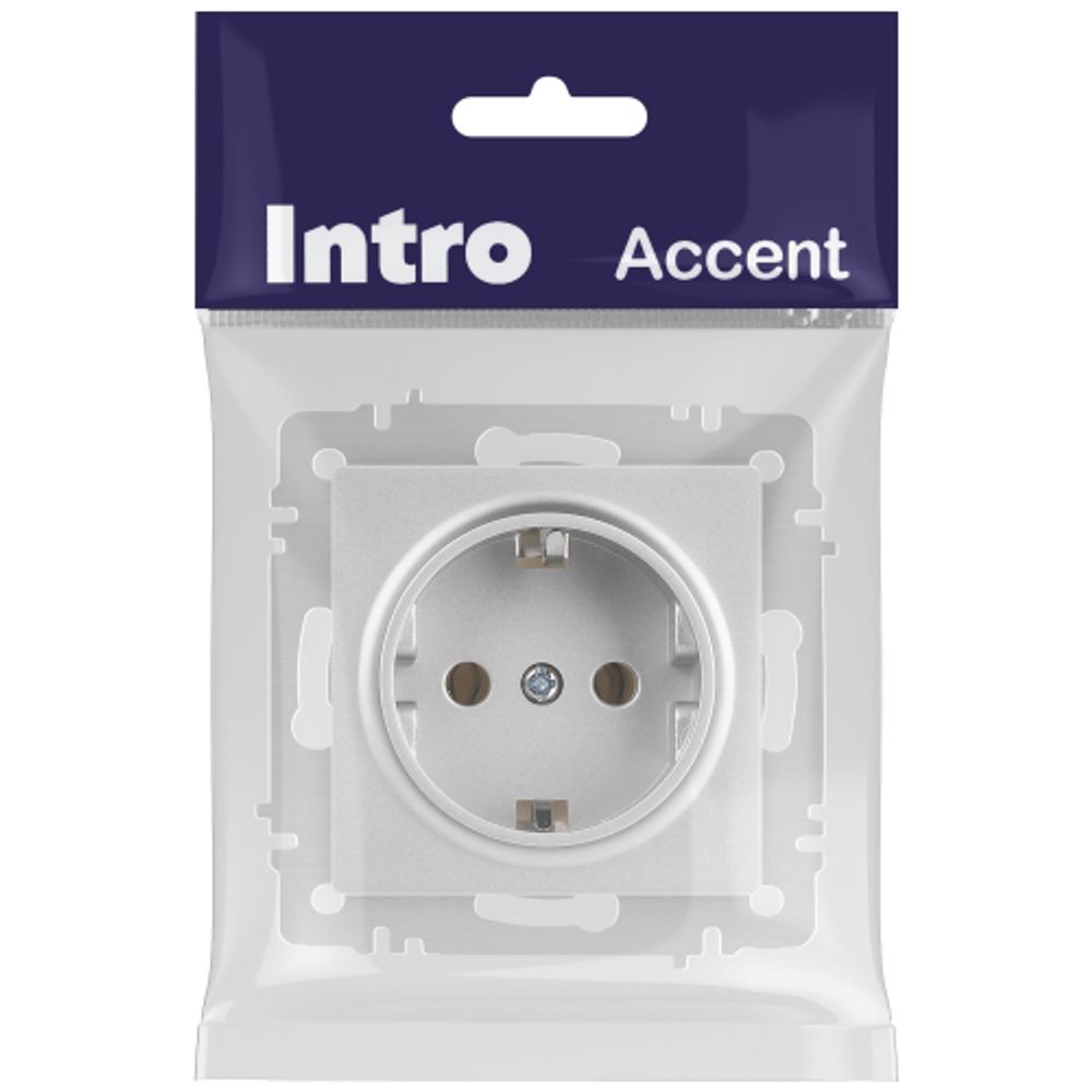 Розетка Intro Accent 6-202-03 2P+E Schuko 16А-250В IP20 СУ AL/CU алюминий