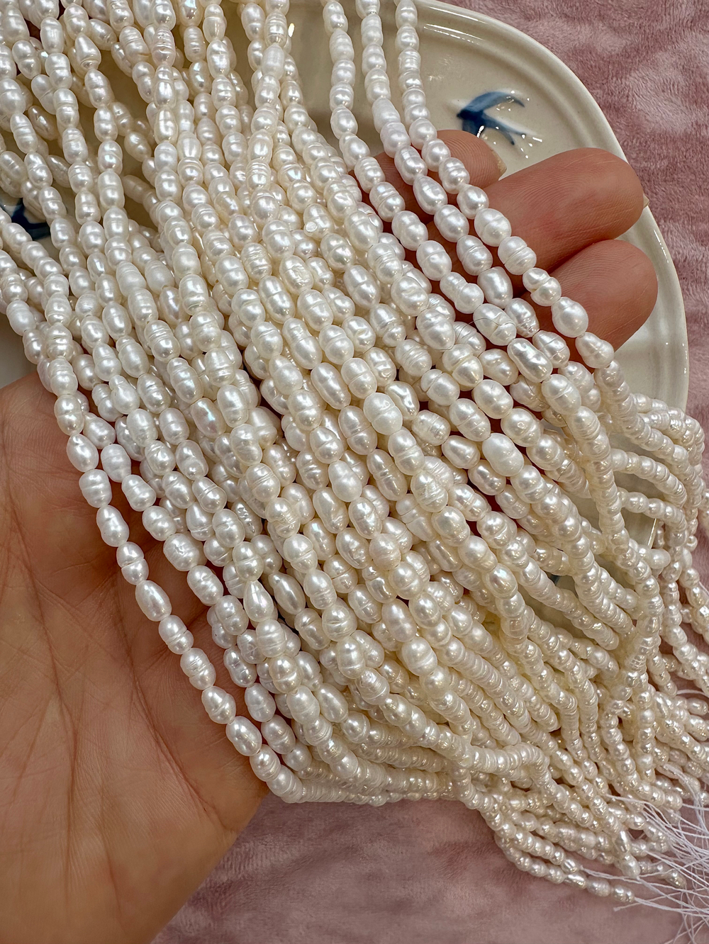 Жемчуг натуральный, рис, 3,6-3,8мм, 2А