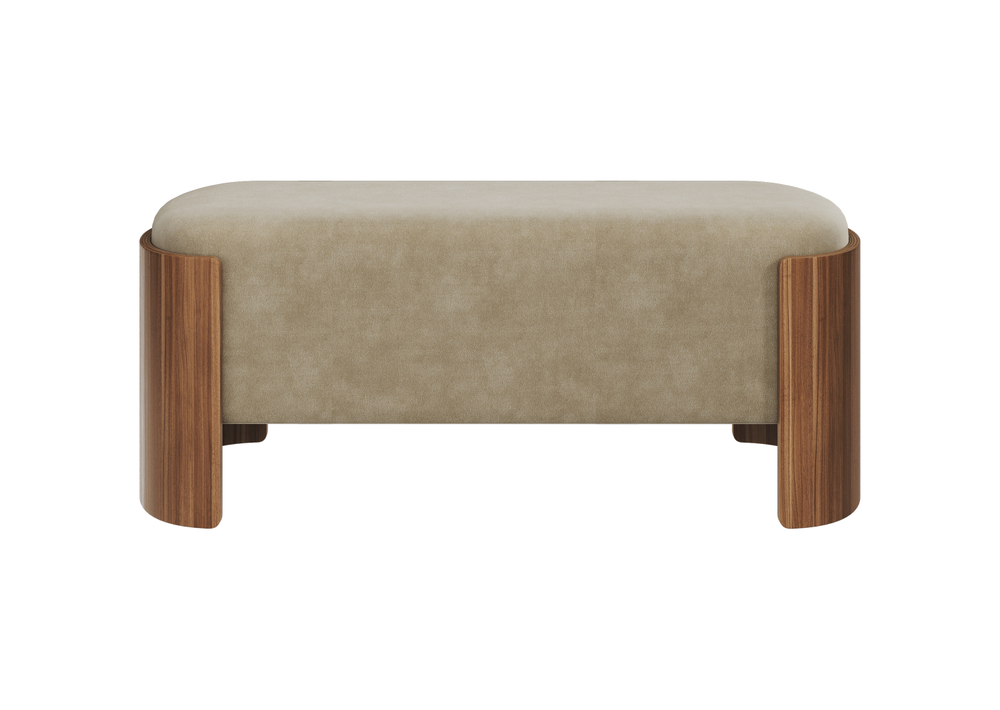 Банкетка Lagom 100 см (светло-бежевый FiberGuard, орех)