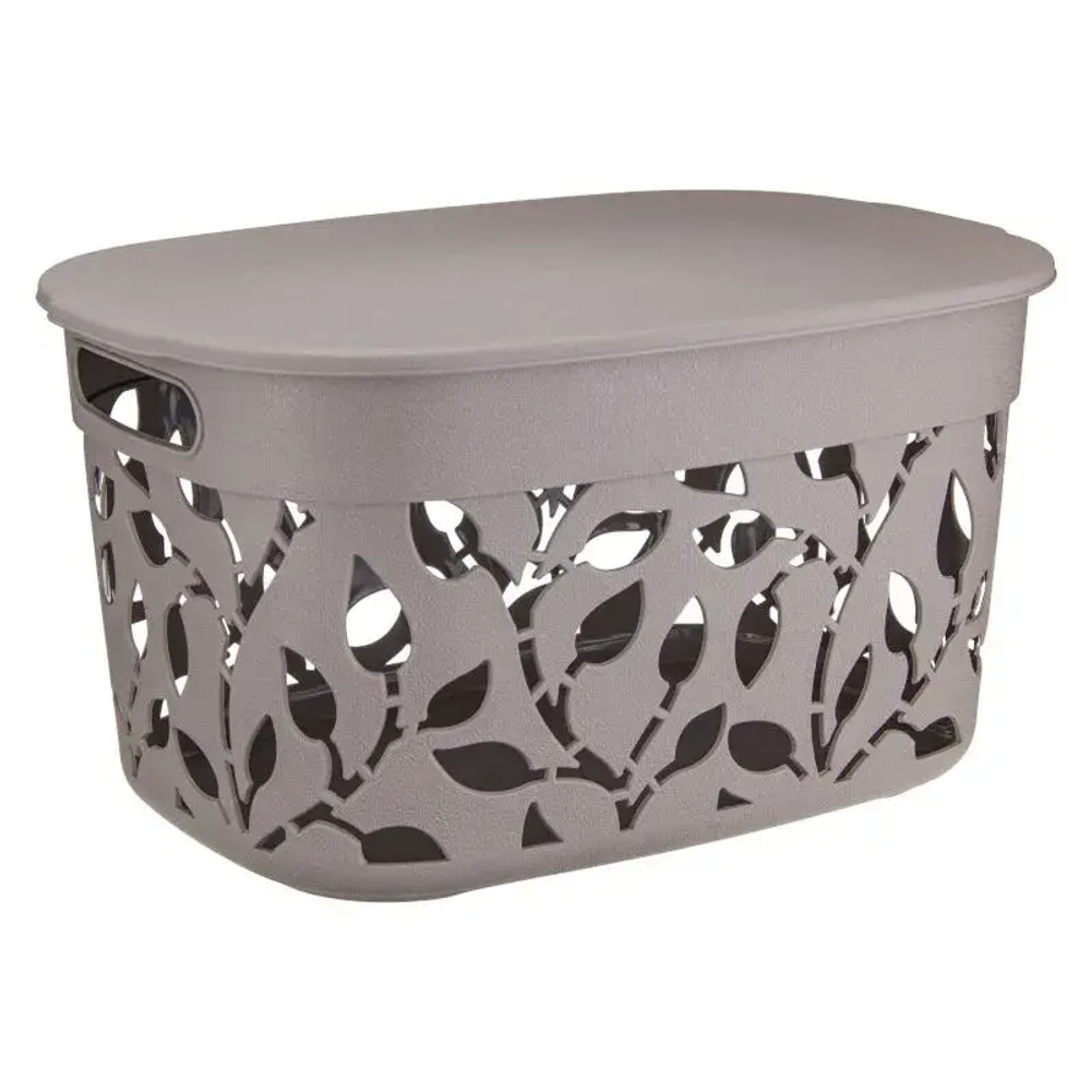 Коробка ФЛОРА 12л с крышкой французcкий серый 0,205*0,265*0,375 м (комплект 6 шт)