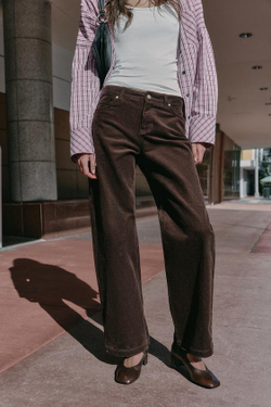 ZARA ВЕЛЬВЕТОВЫЕ БРЮКИ ПРЯМОГО КРОЯ, КОРИЧНЕВЫЙ