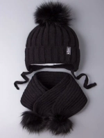 Шапка детская зимняя с помпоном и шарф