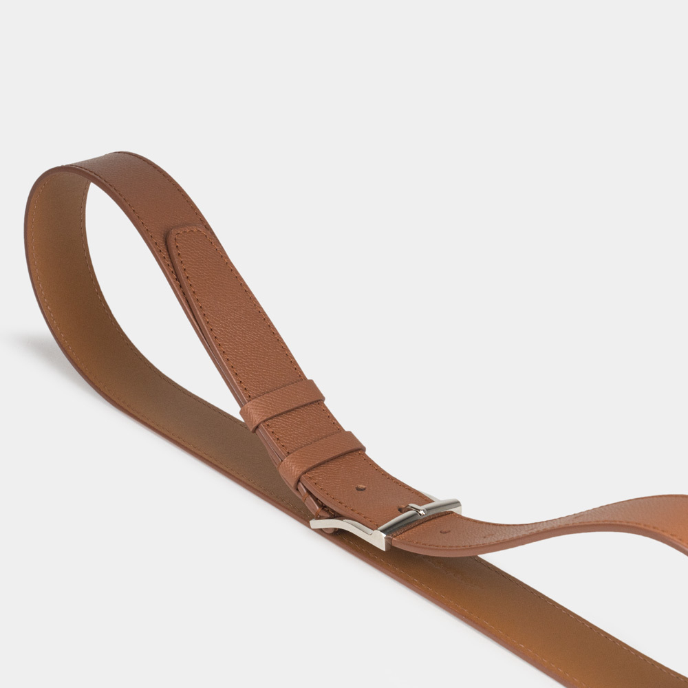 Женский ремень 35мм из кожи сафьяно, цвета карамель