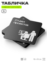 Табличка Отдел проектов, на дверь и стену, информационная и навигационная, серия CONCEPT, 18х18 см, пластиковая, Айдентика Технолоджи