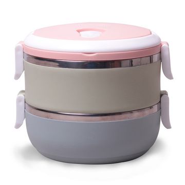 Ланч бокс двойной 1400 мл. Kamille КМ-2116 (пластик, нержавеющая сталь)