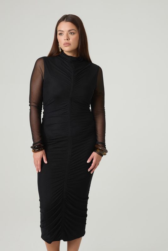 Платье из сетки с драпировкой, черный