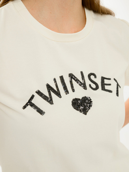 TWINSET Футболка, декорированная пайетками