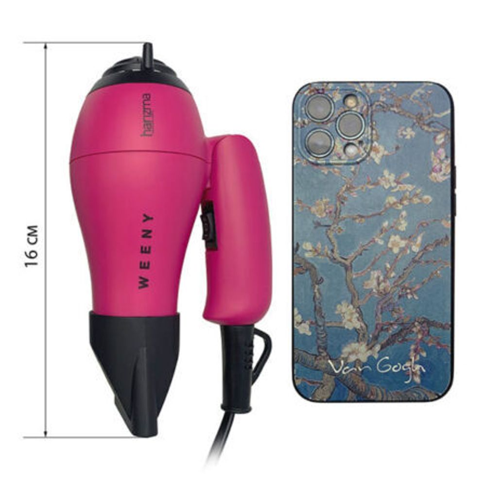 Фен для волос Harizma WEENY, 1000 Вт, со складной ручкой, розовый (h10217)