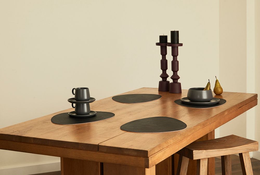 Набор из 4-х двухсторонних сервировочных салфеток Drop, 33х41 см, черный/светло-серый