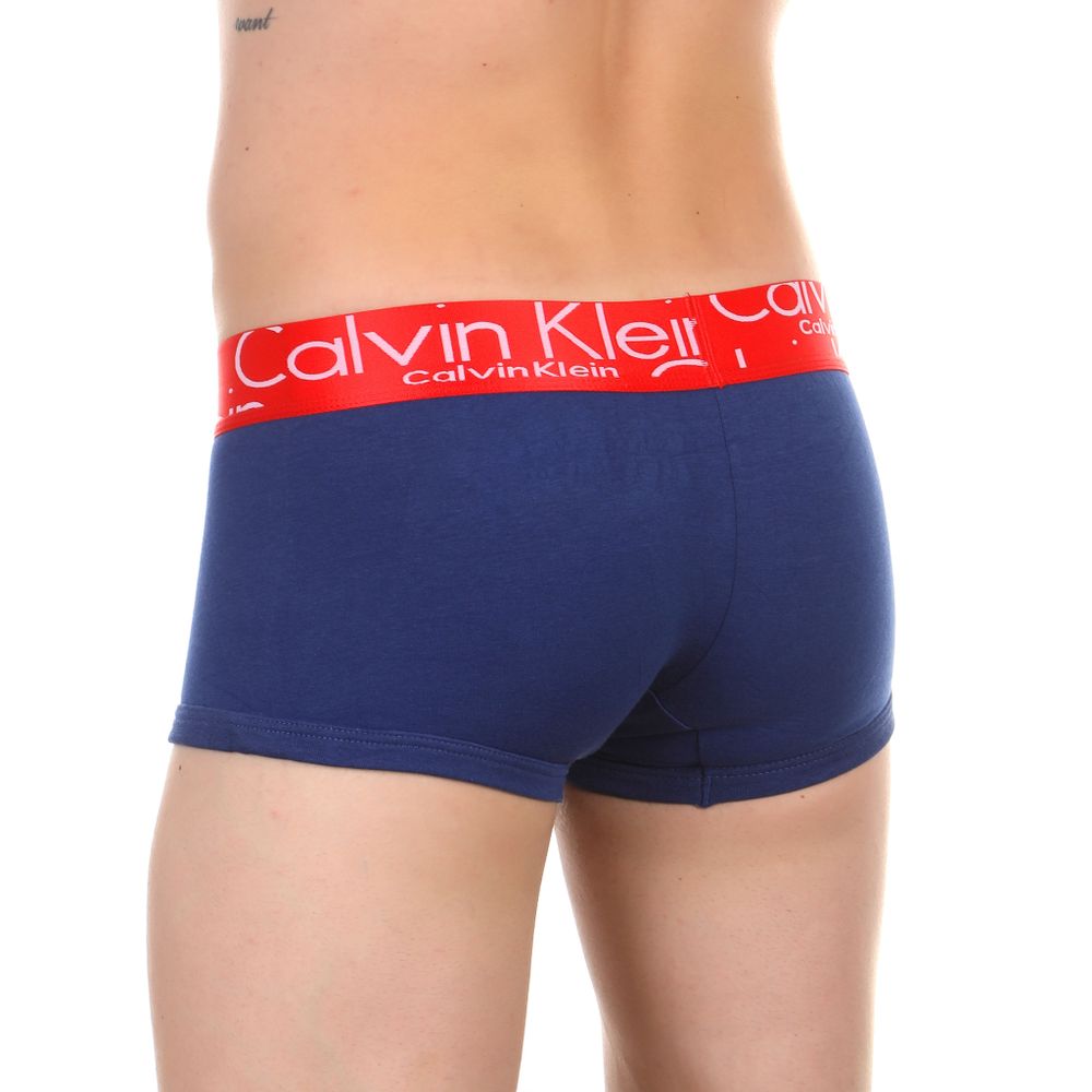 Мужские трусы хипсы синие с красной резинкой Calvin Klein