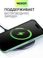 Чехол BROSCORP для Apple iPhone 15 (арт.IP15-HARD-TPU-POCKET-GREEN )