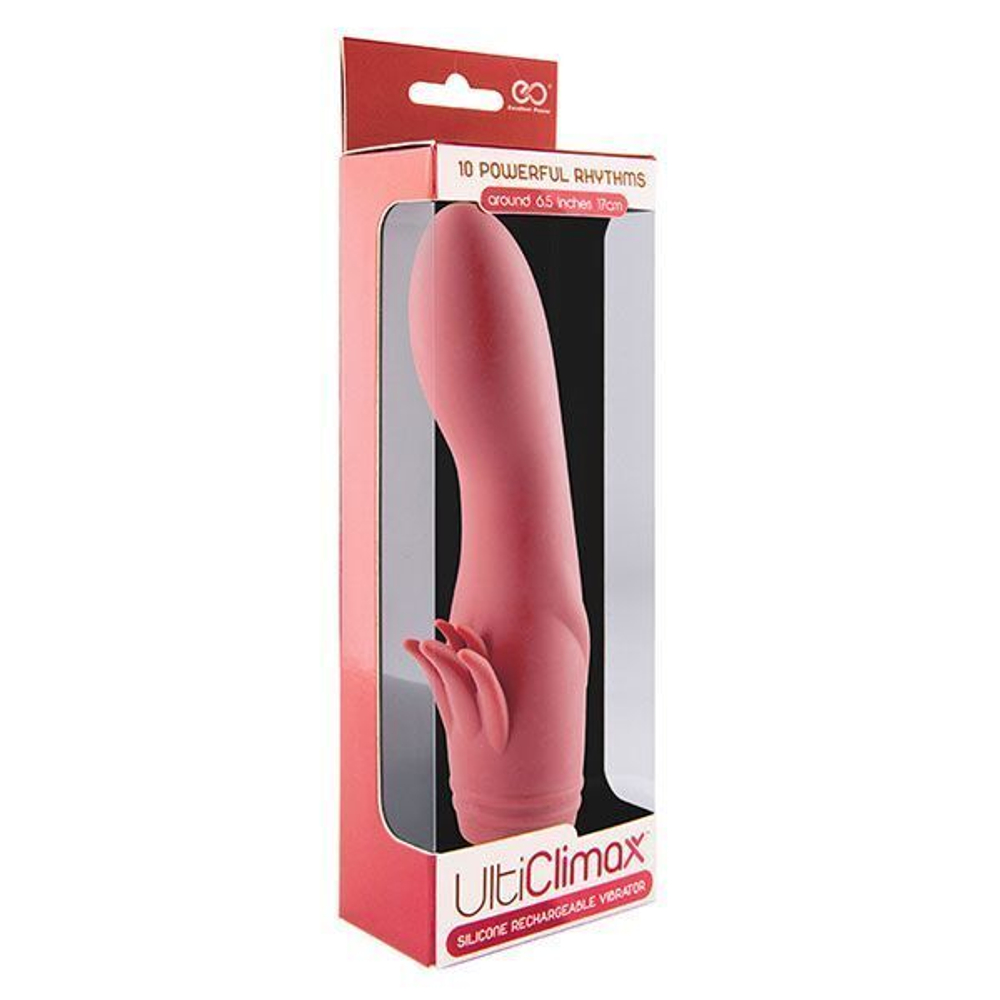 Розовый вибратор с усиками ULTI CLIMAX RECHARGEABLE VIBRATOR - 17 см. (Цвет: розовый)