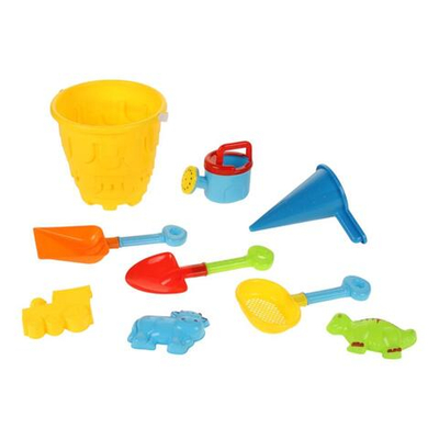 Набор для игры в песок (9предм.) ведро,2совка,сит,лейка,форм,сет.C114