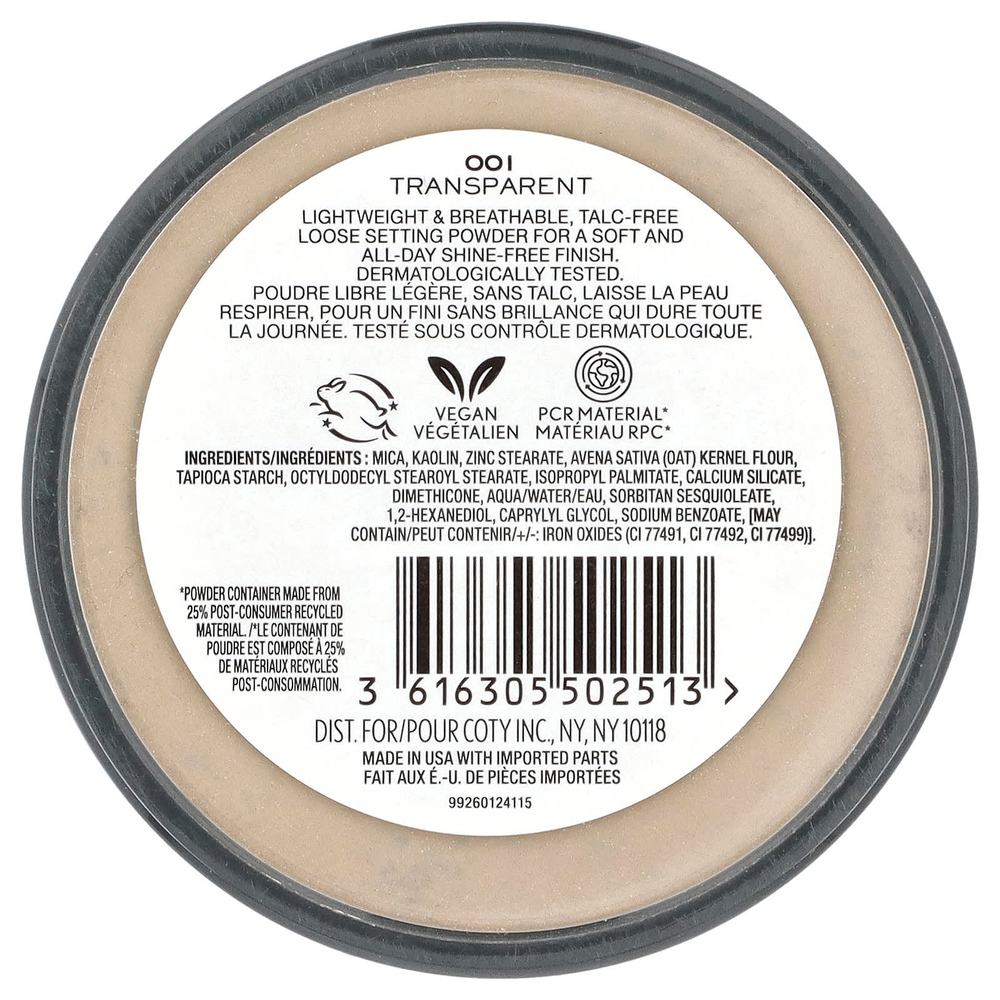 Rimmel London, Stay Matte, рассыпчатая пудра, оттенок 001 прозрачный, 18 г (0,63 унции)