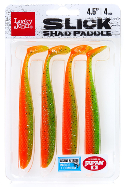 Виброхвосты съедобные Lucky John SLICK SHAD PADDLE 4.5in / цвет Z12 / 4 шт.