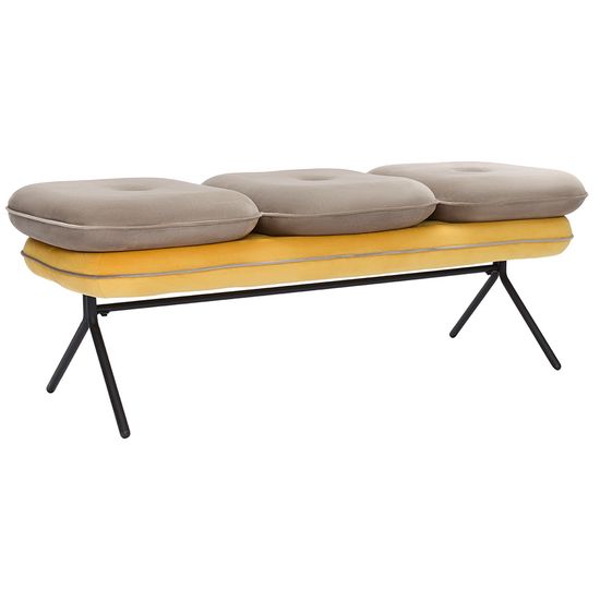 Банкетка pea, велюр, бежевая/желтая