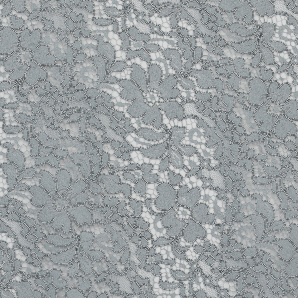 Хлопково-вискозное кордовое кружево "туманного" серо-голубого цвета