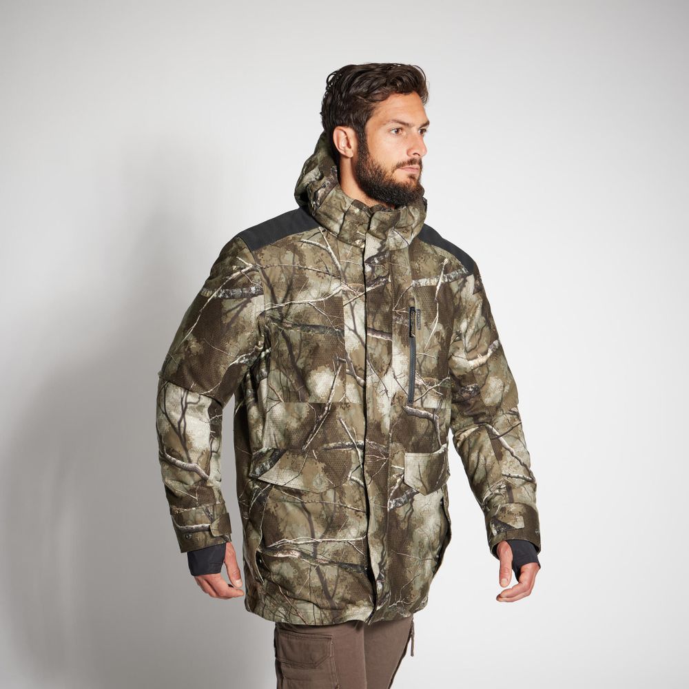 Зимняя охотничья куртка Solognac Warm 500 camo treemetic водонепроницаемая