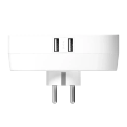 Двойник для розетки с заземлением 4000W 16A, 2 USB 12W Белый