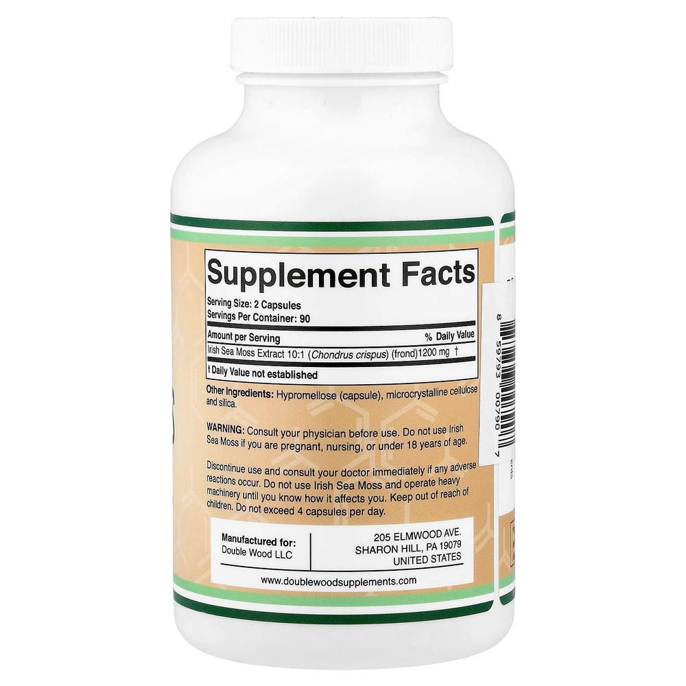 Double Wood Supplements, ирландский морской мох, 1200 мг, 180 капсул