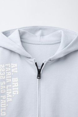 ZARA ХУДИ С МОЛНИЕЙ И НАДПИСЬЮ, СВЕТЛО-СЕРЫЙ