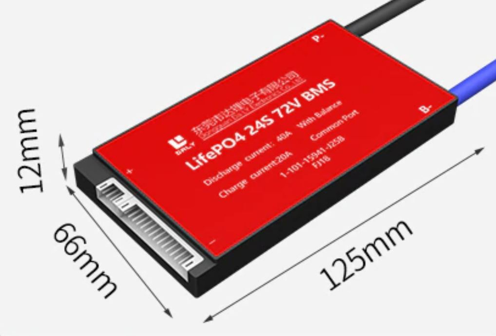 Плата контроля BMS LiFePO4 24S 72V 40A