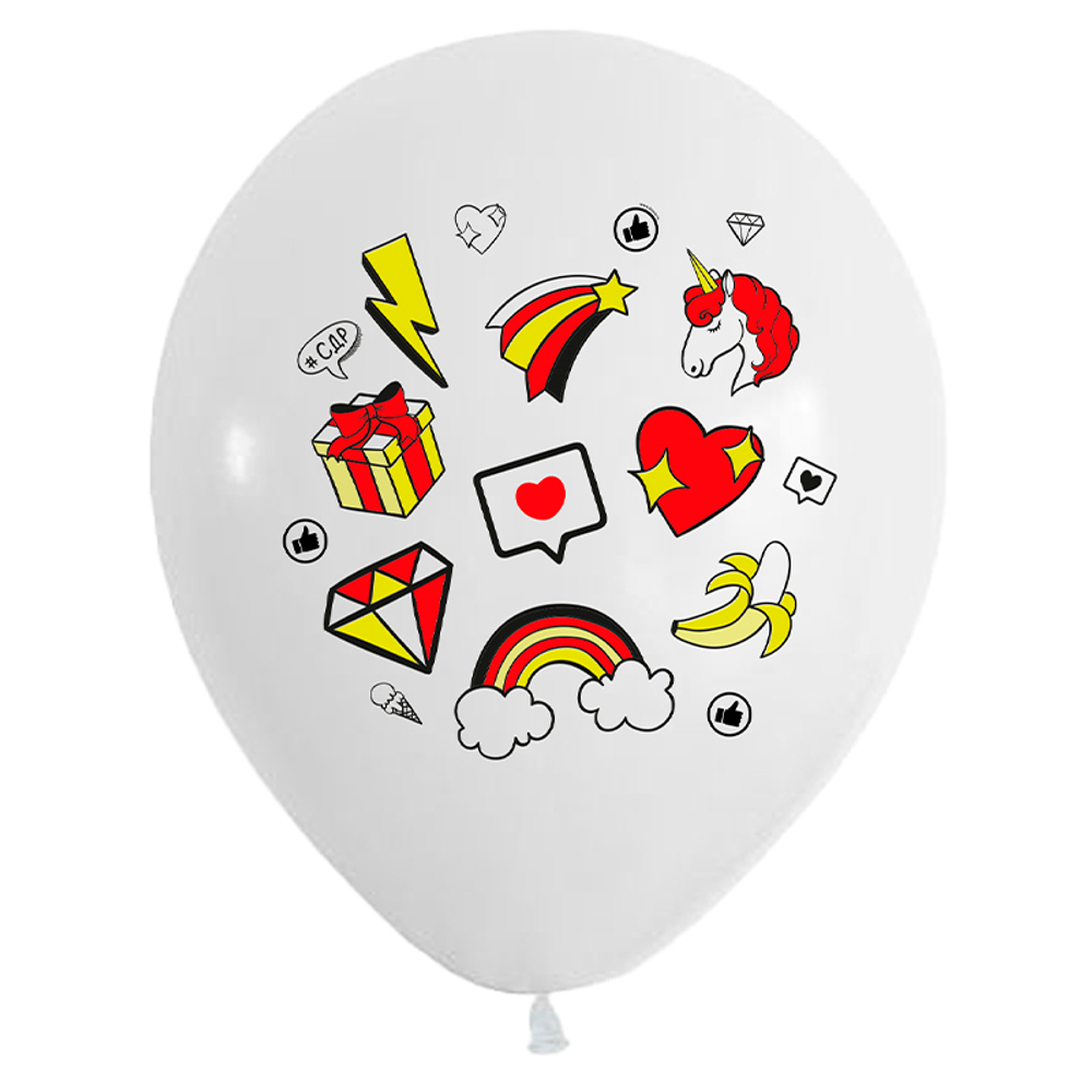 Воздушные шары Весёлый Праздник с рисунком С днем рождения Смайлы, 50 шт. размер 12" #412477