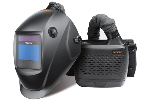 Сварочная маска с автоматическим светофильтром и подачей воздуха Tecmen 815S с PAPR (внешняя кнопка зачистки)