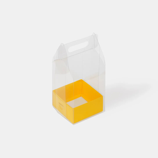 Переноска пластиковая 120*120*200 мм с коробкой (желтый)