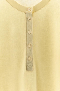 ZARA ФУТБОЛКА ИЗ ХЛОПКОВОЙ СМЕСИ С ПУГОВИЦАМИ, ЖЕЛТЫЙ
