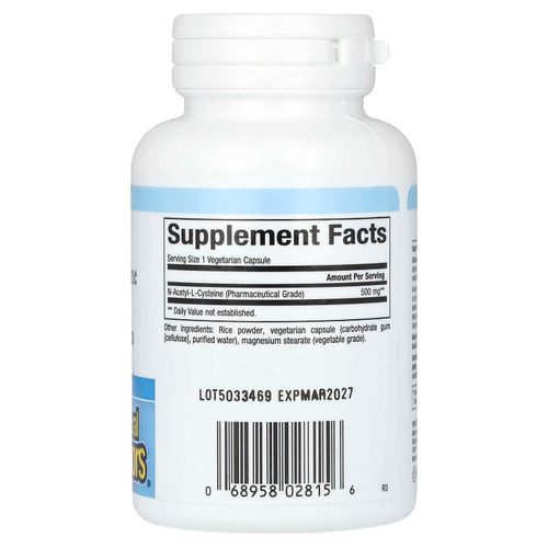 Natural Factors, NAC, N-ацетил-L цистеин, 500 мг, 90 вегетарианских капсул